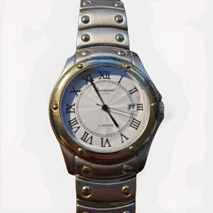 Gruen Precision Mens Silver Gold Tone Stainless Steel Bracelet Watch GP5042